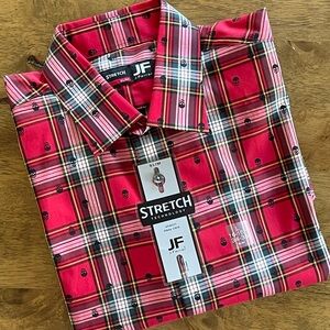JF J.Ferrar Pink Plaid Men's Shirt (LARGE not XL)